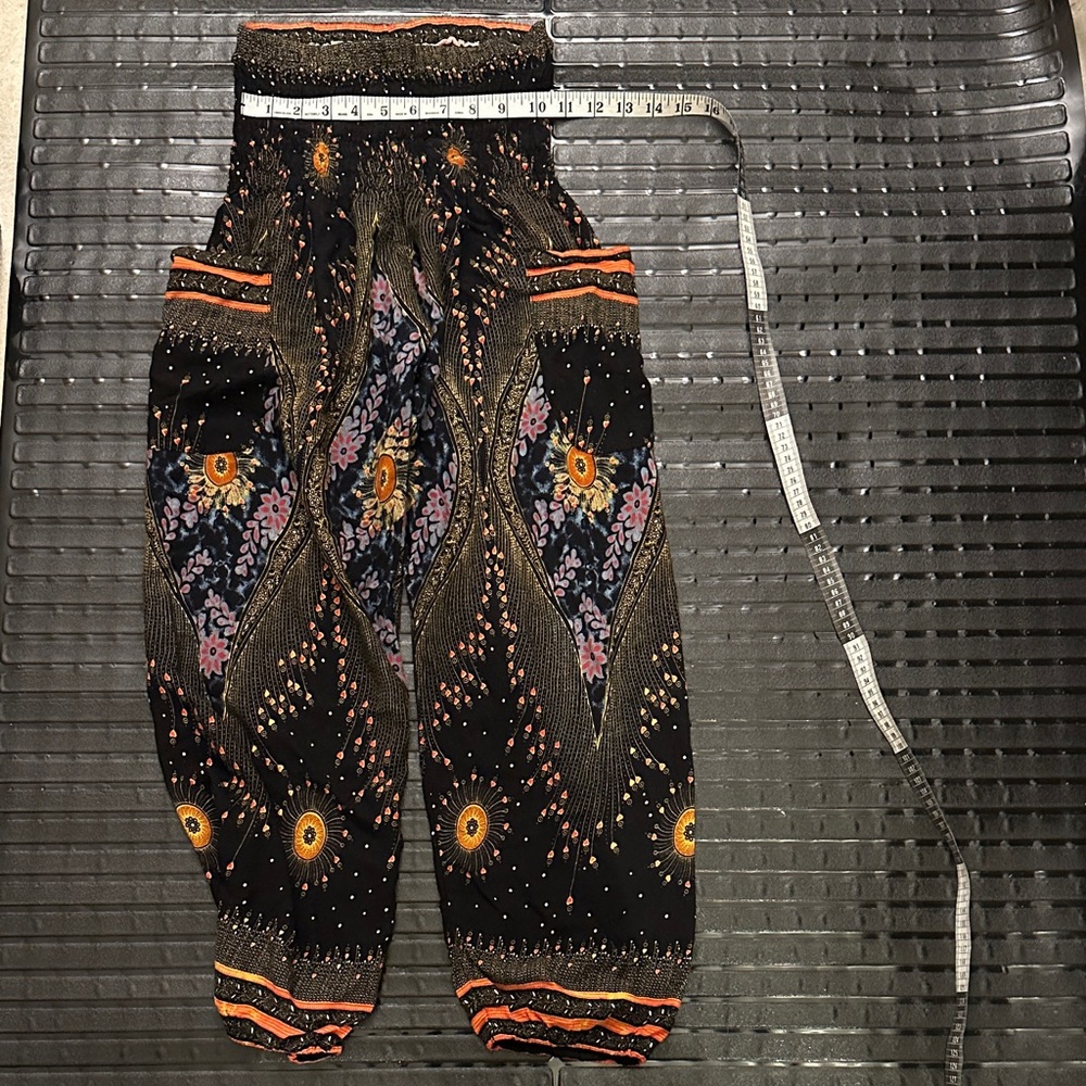 Bohemian Black and Orange Harem Pants